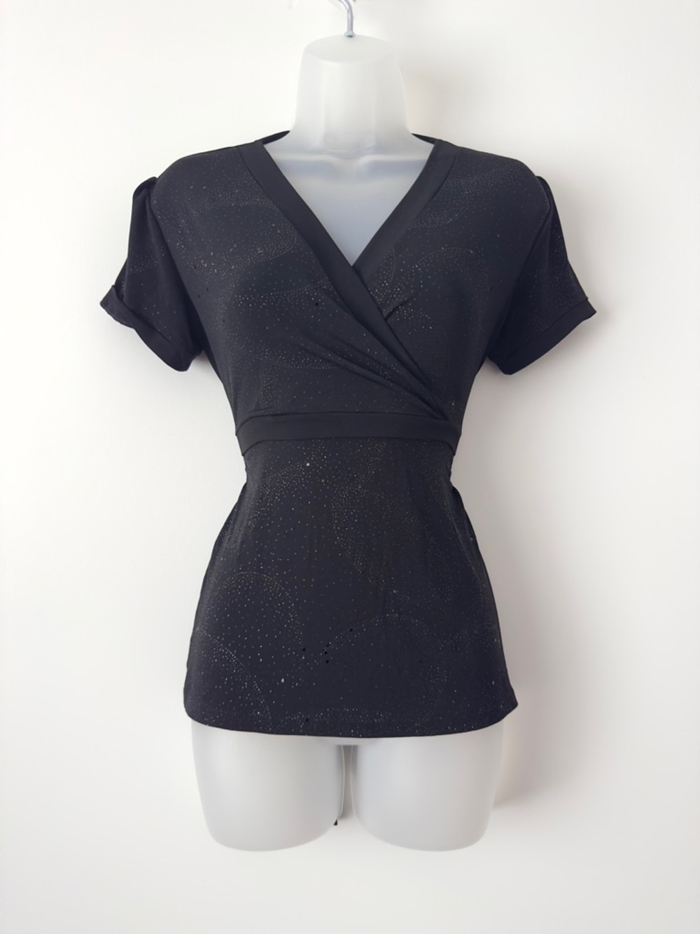 y2k glittery faux wrap top